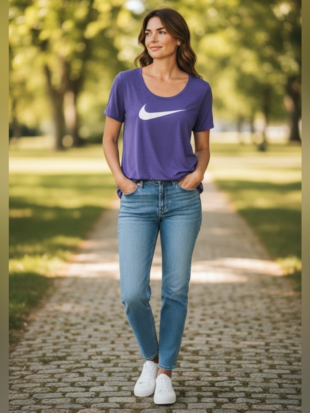 Nike Purple Dri-Fit Crew Tee Athletic Top